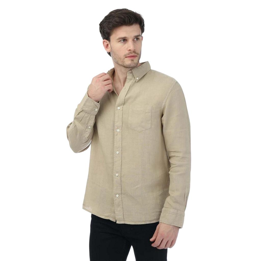 Chemise Régulière Homme Gant Teinte en Pièce Lin