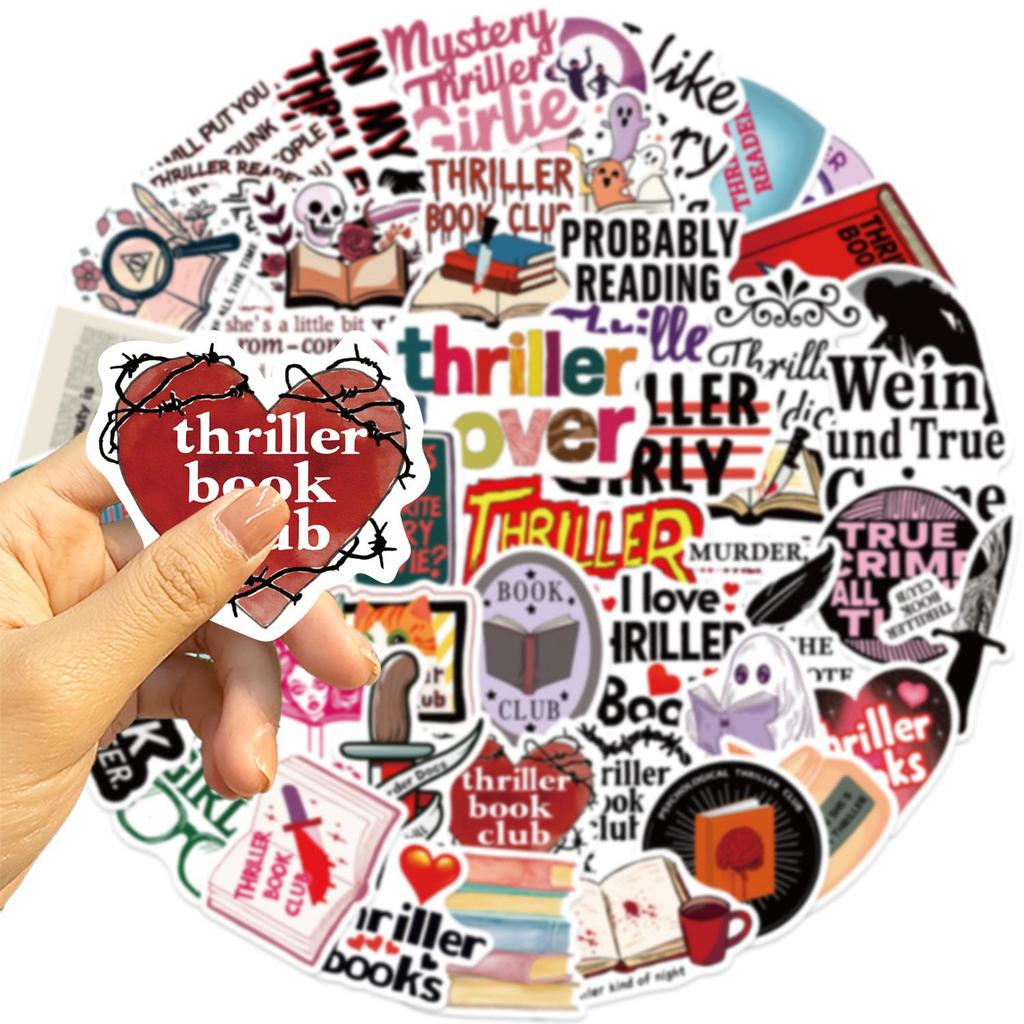 50 Thriller Book-Themed Waterproof Graffiti Stickers for Scrapbooks and Phone Cases