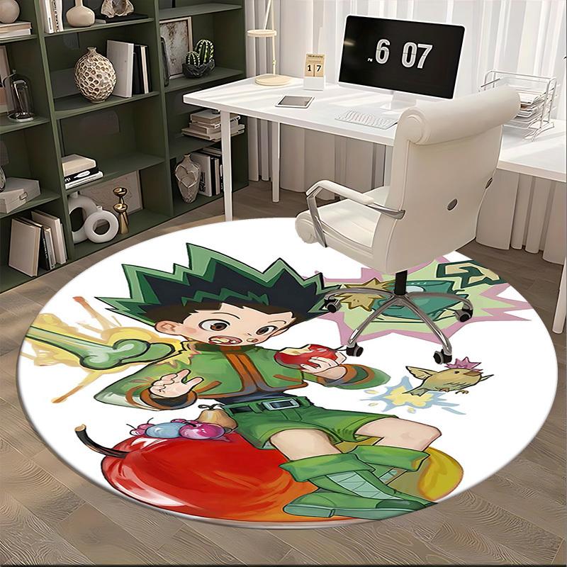 1pc Anime Cartoon Design Round Carpet - Office Chair Mat, Non-Slip Rug for Home Decor, Living Room, Bedroom, Game Room & Dormitory Flooring Gift Idea.