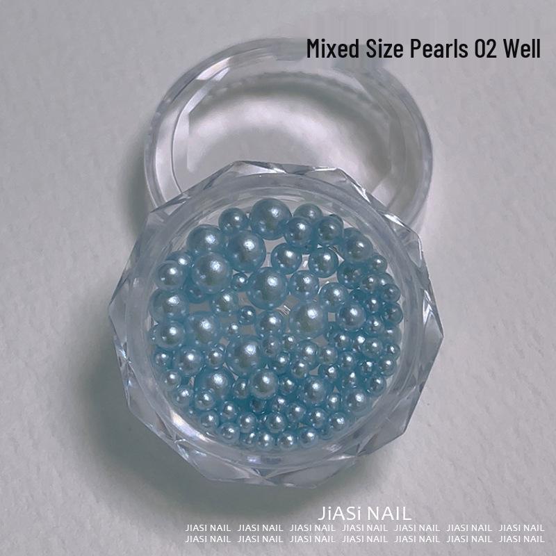 Christmas 12-Grid Mixed Color Pearl Nail Art High-Gloss 3D Beads Decorations