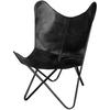 Leather Butterfly Chair Leather Living Room Chair butterfly chair BKF Chair Powder coated black folding frame with Black Butterfly cover