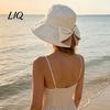 Spring Autumn Sun Hat Women Summer Hat, Back Bowknot Fisherman Wide Brim UV Protection Travel Bucket for Outdoor Hiking Fishing Beach Use Casual