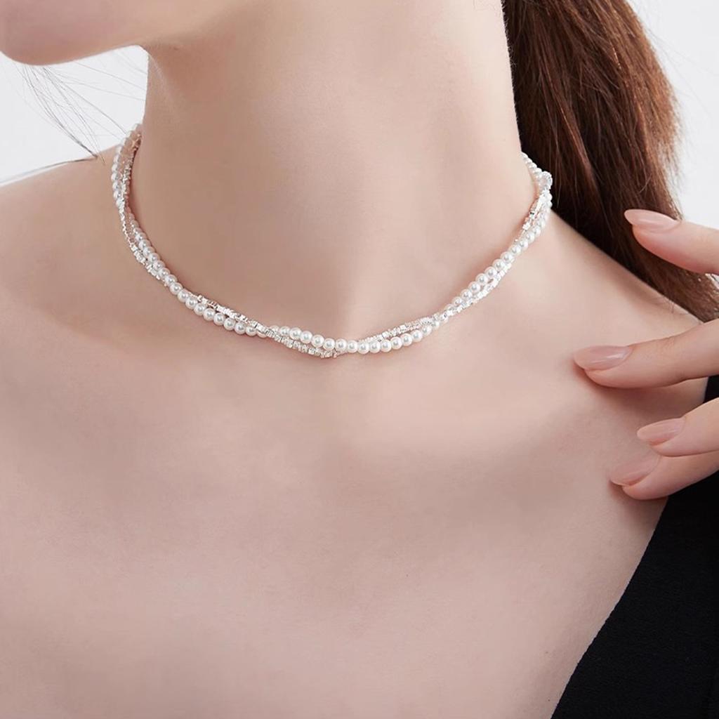 Shijiabei Bead Broken Silver Necklace New Popular Plain Chain Delicate Neck Chain Collarbone Chain