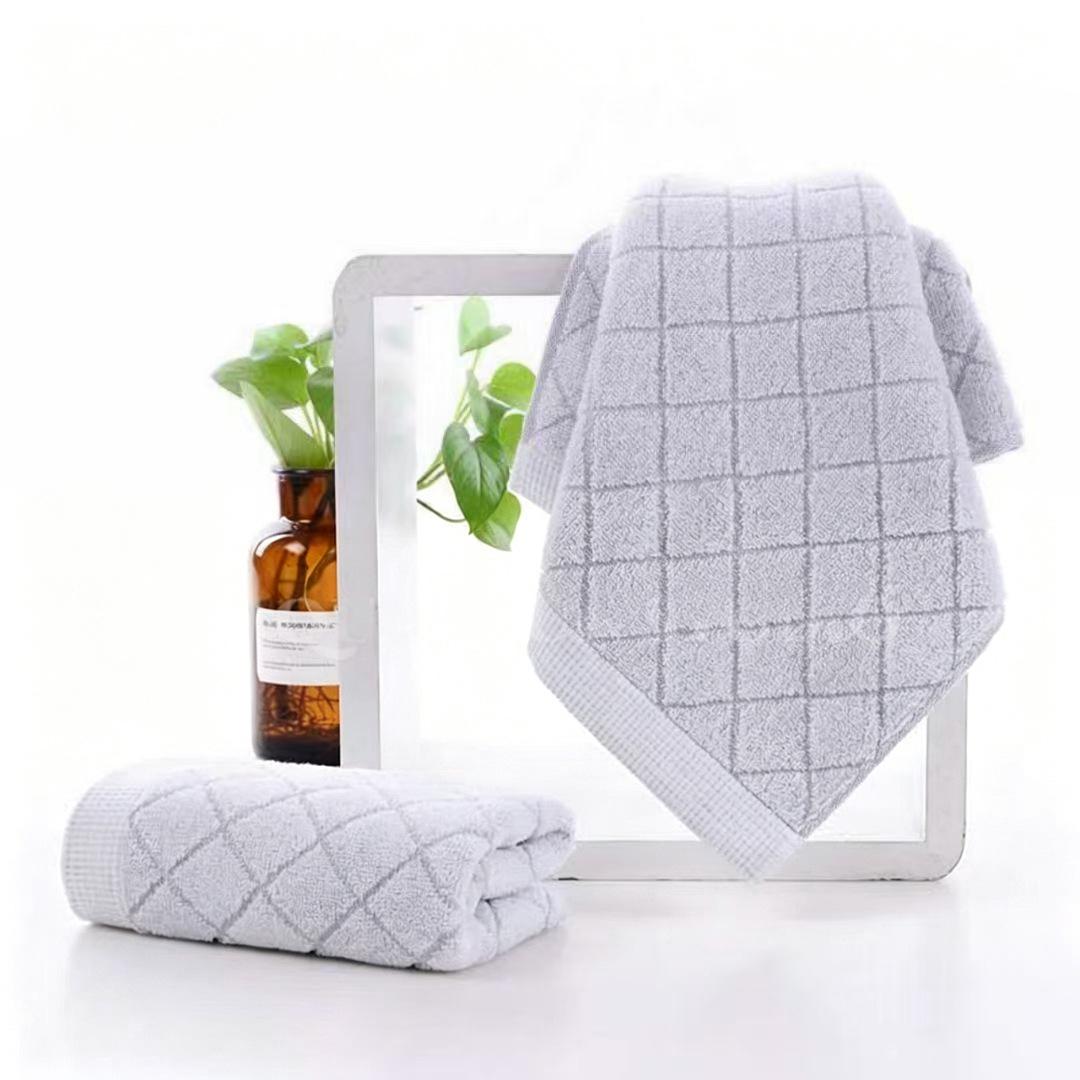 Home Diamond Lattice Soft Absorbent Face Towel - Lint-Free, Ideal for Students and Gifts 34x72 cm