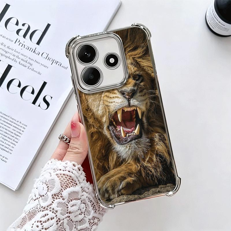 Handyhülle mit Löwenmotiv für Xiaomi Redmi Note 14, 15 Pro Plus, 13, 12, 11, 11S, 11T, 10, 9S, 9 und 5G – stoßfest und mit Airbag-Schutz