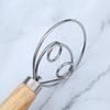 Danish Wooden-Handled Single Coil Dough Mixer: Manual Handheld Baking Tool for Flour Blending