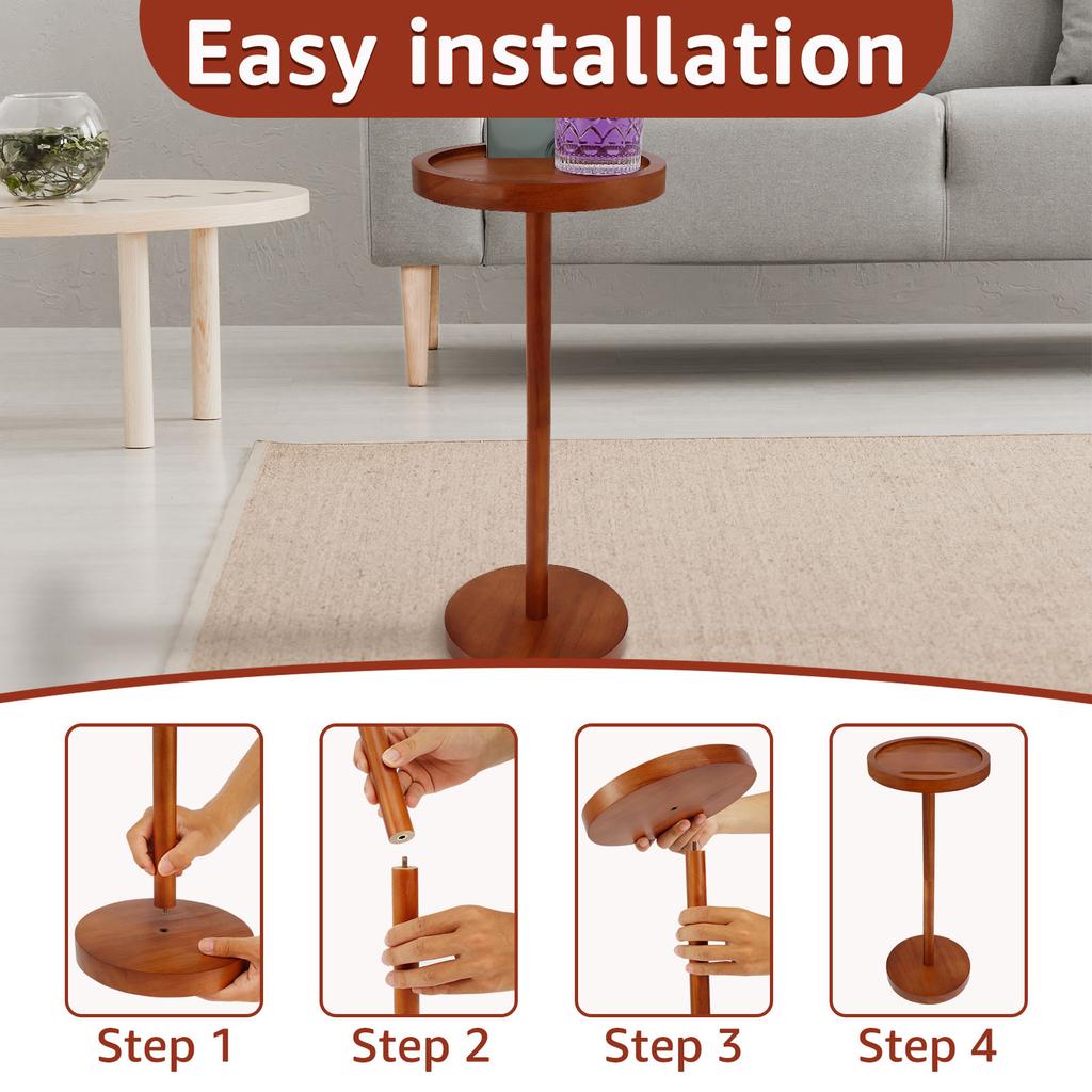 Round Side Table Small Drink Table Modern End Table with Weighted Base Coffee Table for Living Room Bedroom Sofa Couch Chair