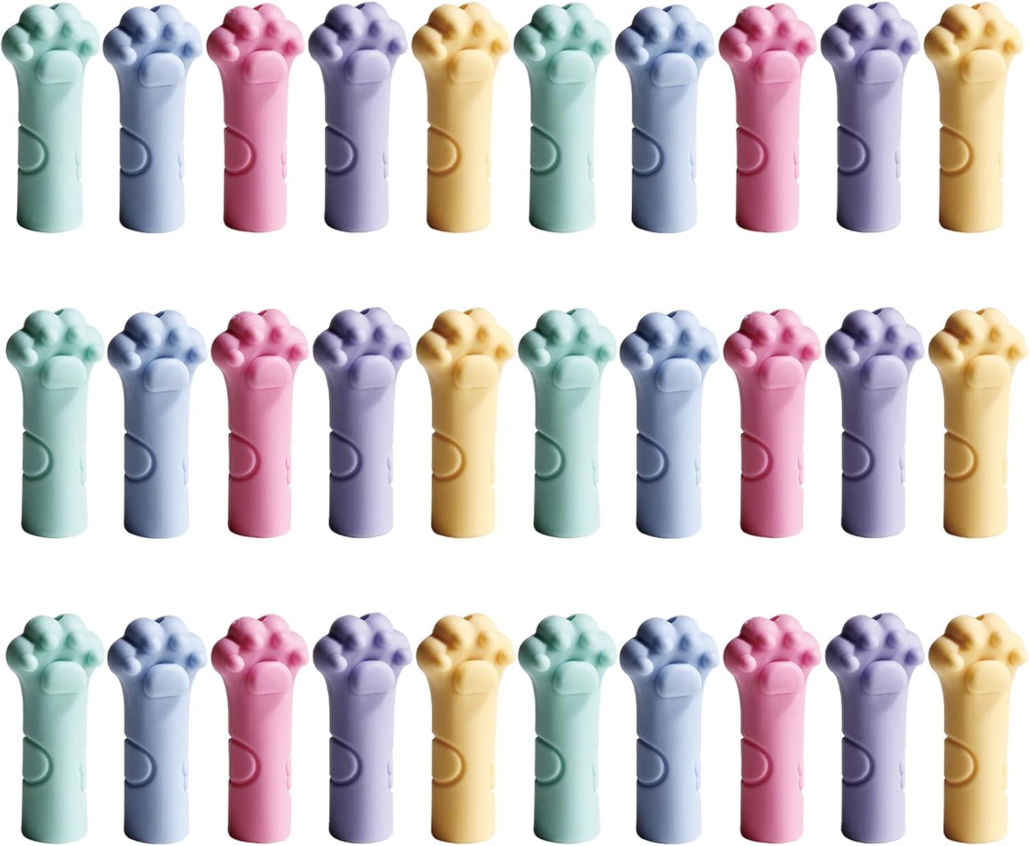 

30 Pcs Cute Pencil Caps Cat Paw Erasers Pencil Top Pencils Tip Protector Cover Pencils Toppers Caps Extender Holders for Student