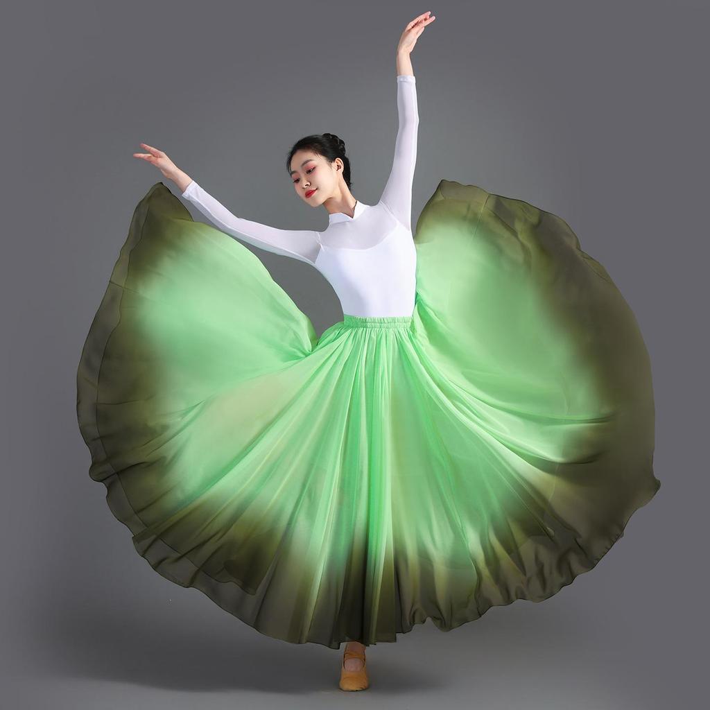 Xinjiang Meisjes Moderne Dans Chiffon Rok - 720 Graden Draai Oefen Kostuum