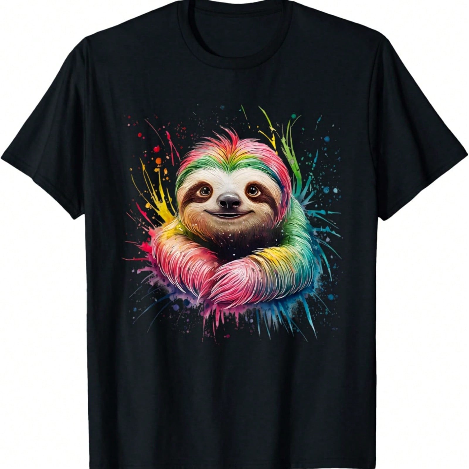 Sloth Woman Colorful Watercolor Sloth T-Shirt S
