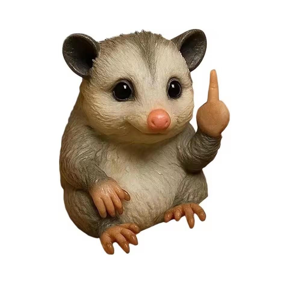 Fun Middle Finger Mini Animal Statue Mini Dog Cat Frog Cute Animal Home Office Desktop Decoration Accessories Model Decor