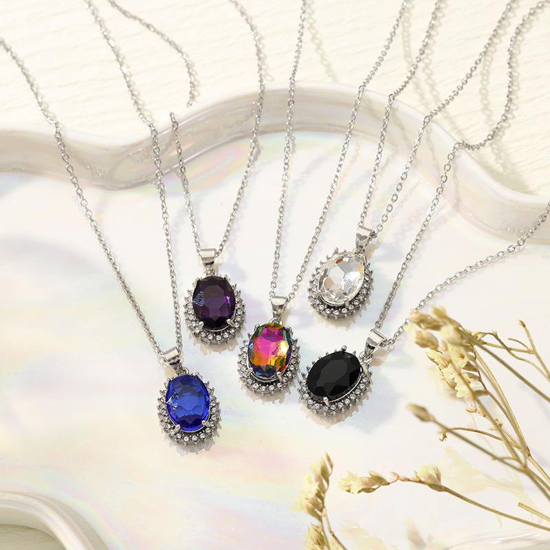 

Yunjin Sparkling Oval Zircon Inlaid Diamond Necklace - European & American Luxury High-end Style