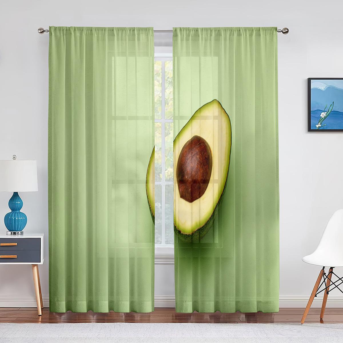 Авокадо Фрукты Овощи Белые Желтые Тюль Шторы для Гостиной Спальни Кухни Декор Шифон — фото 10