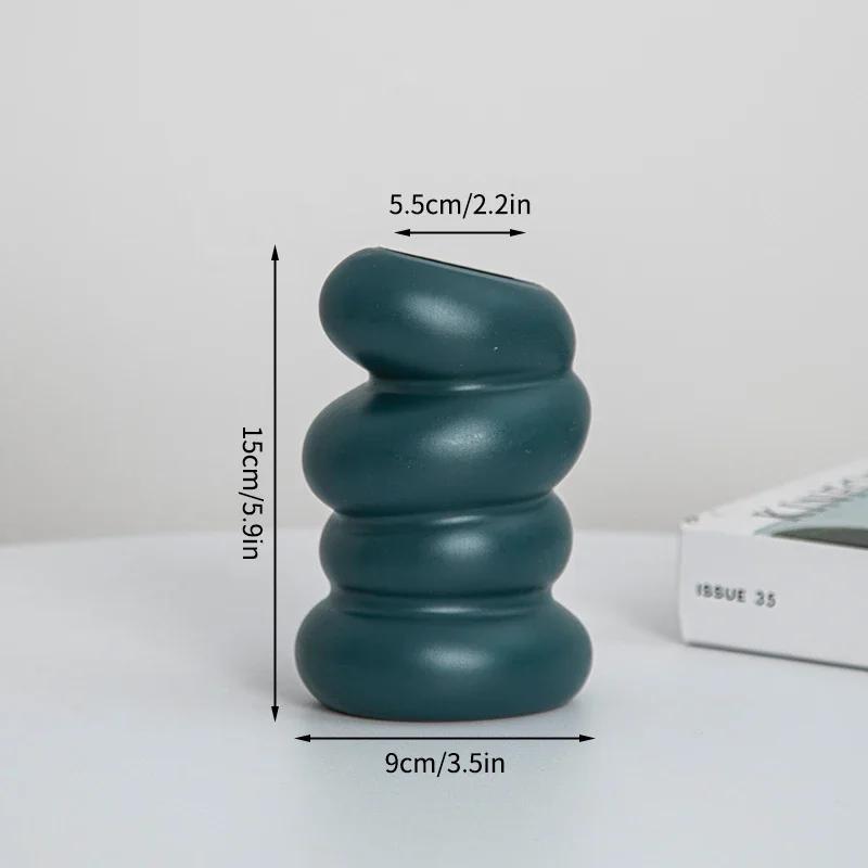 Plastic Flowers Vase Spiral Imitation Glaze Bottle Vases for Aesthetic Room Decors Decorative Living Room Desktop Ornament