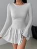 Women's Autumn/Winter Long Sleeve Slim Fit Dress - Solid Color, Elegant & Feminine