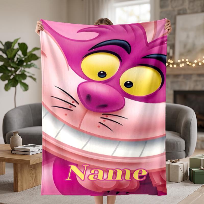 Cheshire Cat Custom Flannel Blankets Soft Warm Cozy Throws for Home Decor Holiday Gifts