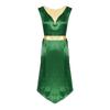 Women Church Worship Robe Choir Performance Tunic Metallic Patchwork Lace Up Sides Split Satin Dress