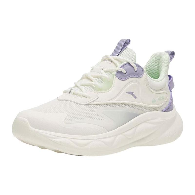 Anta Mianbomb 2 Cushioned Anti Slip And Wear Resistant Lightweight Low Top Running Shoes Women's White Purple Sneakers 922315546-1