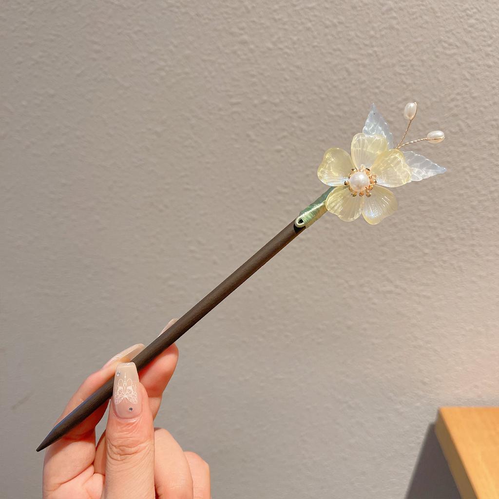 Wooden Hair Sticks Forks Retro Chinese Style Hairpins Forks Colorful Flower Designs Pendant Headpieces Hair Jewelry Ornaments