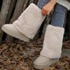 Snow boots women's winter niche muffin thick-soled fluffy boots medium tube velvet warm cotton shoes flow