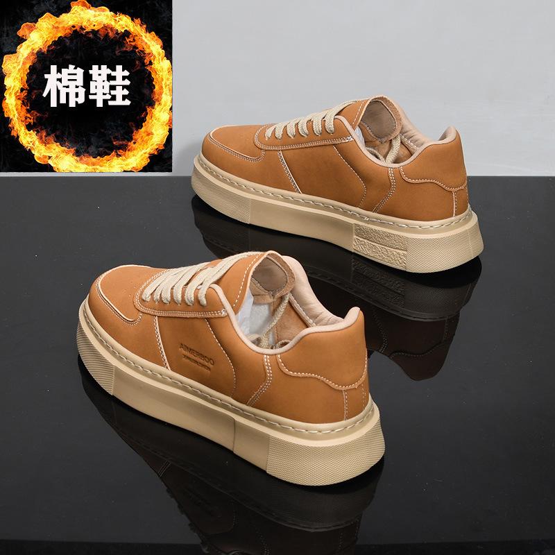 

Winter platform leather board shoes new velvet muffin shoes trendy casual inner height-increasing shoes v11 39