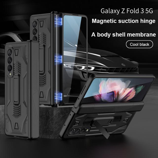 

Чехол с шарнирным кронштейном, магнитный защитный чехол для Samsung Galaxy Z Fold 3, 5 г, чехол со встроенным экраном, защита камеры, противоударные чехлы for Galaxy Z Fold 3