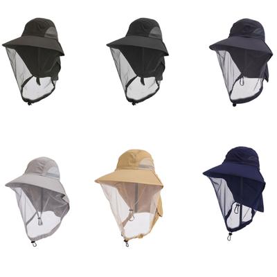 Men's Outdoor Mosquitoes Proof Mesh Face Cover Fisherman Hat with Breathable Polyester for Fishing Camping Hiking