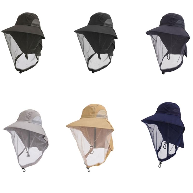 Herren Outdoor Mückenfestes Netz-Gesichtsabdeckung Fischerhut mit atmungsaktivem Polyester für Angeln Camping Wandern