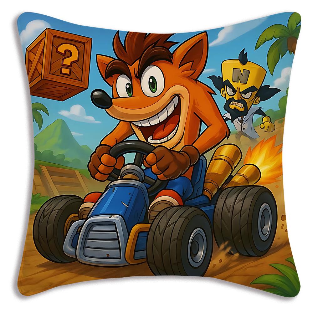 Cartoon Crashs B-Bandicoots Pillow Covers Cartoon Sofa Decorative Home Double-sided Printing Short Plush Cute Cushion Cover