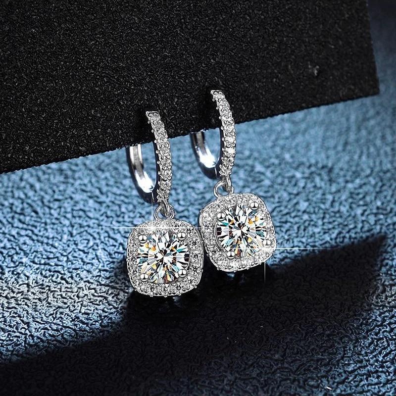 D Color Moissanite Women'S Earrings 925 Sterling Silver Plated Platinum Jewelry
