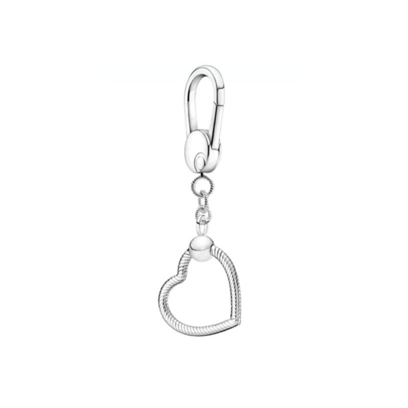 

925 Sterling Silver Love Heart Zircon Pendant Necklace DIY Women Key chain Jewelry Decoration Bracelet Accessories Charm Beads Amulet