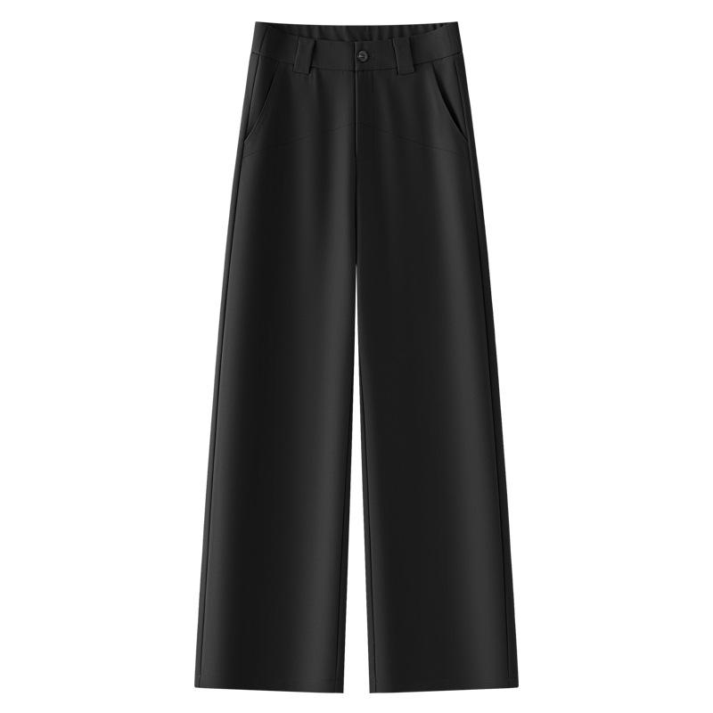 Khaki Straight-Leg Pants for Women: 2025 New Spring/Autumn Style, Casual Nine-Point Draping Suit Pants