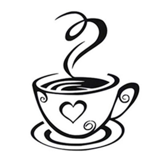 Vægklistermærke Romantisk Kaffekop Mønster PVC Selvklæbende DIY Decal til Køkken