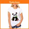 Stylish Women T Shirt Tops Featuring Adorable Panda Print For Summer Casual Wear