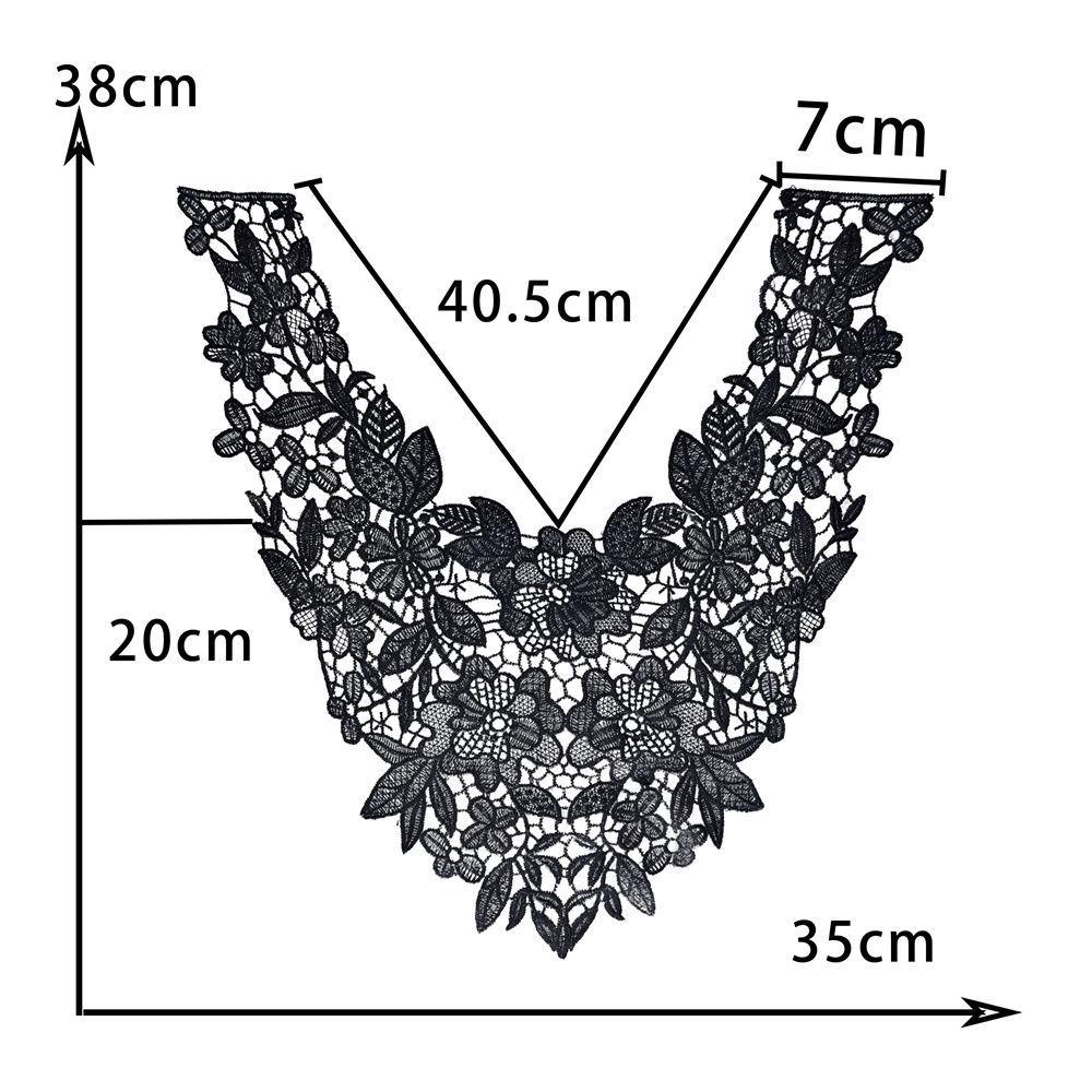 Black & White Polyester Embroidered Lace Collar for DIY Cheongsam Dress Crafting