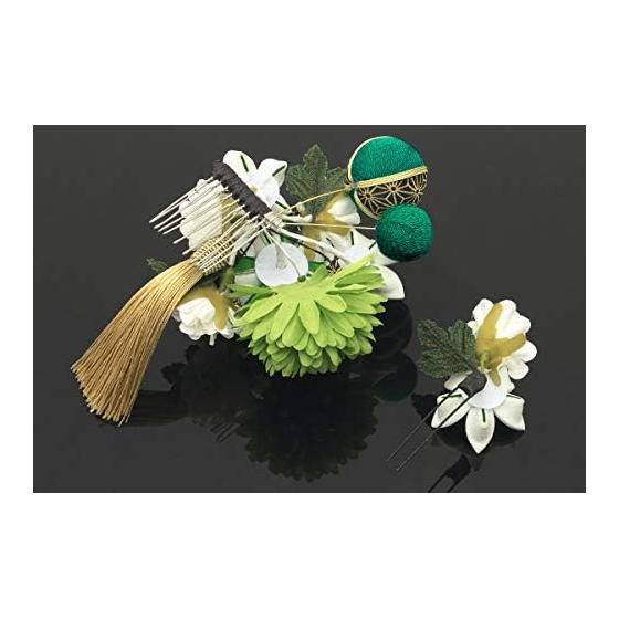 [SOUBIEN] Coming-of-Age Ceremony Hair Accessories, Graduation Kimono Hakama 2-Piece Set: Chrysanthemum, Flower Corsage, Decorative Cord, Tassel,