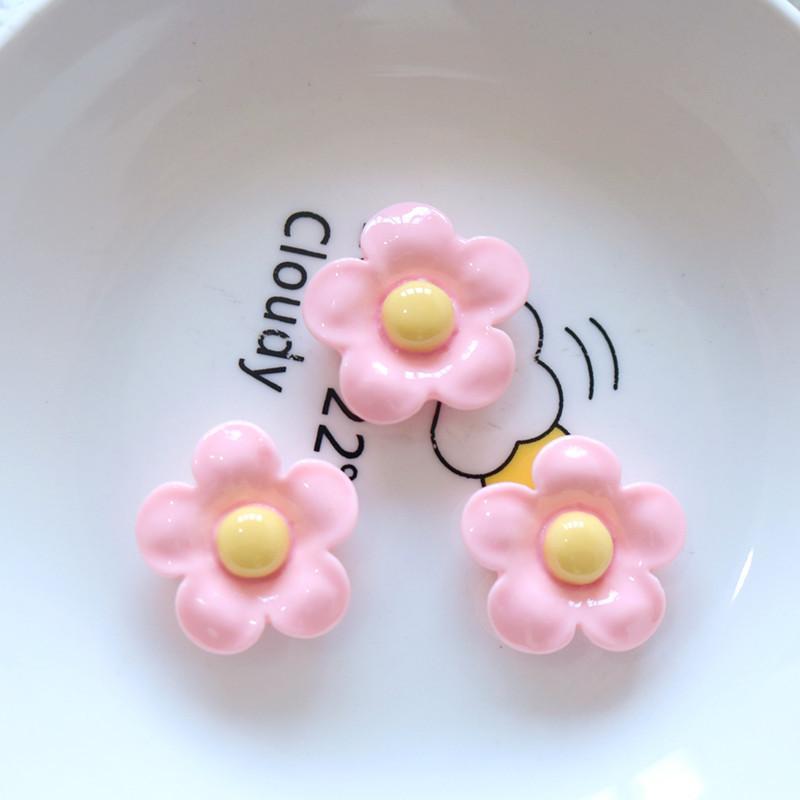 10Pcs Shiny 22X22Mm Flower Series Miniature Flat Back Resin Cabochons For Hairpin Scrapbooking Diy Home Decor Craft Accessories