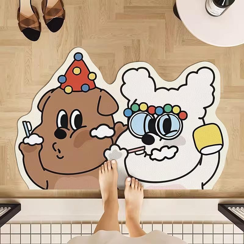 Household Absorbent Leather Floor Mat Bathroom Technology Leather Floor Mat Non-Slip And Wear-Resistant Absorbent Toilet Floor Mat Can Be