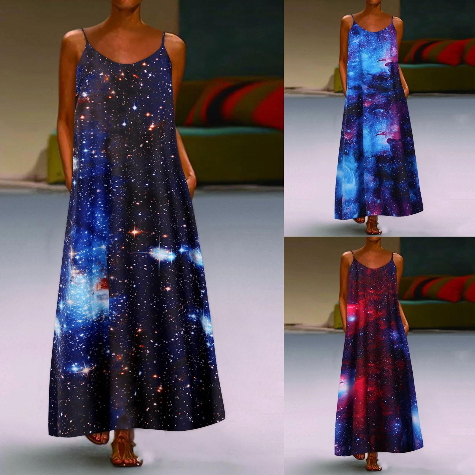 

(Куниде) Женское платье без рукавов с принтом и длинной юбкой на подтяжках