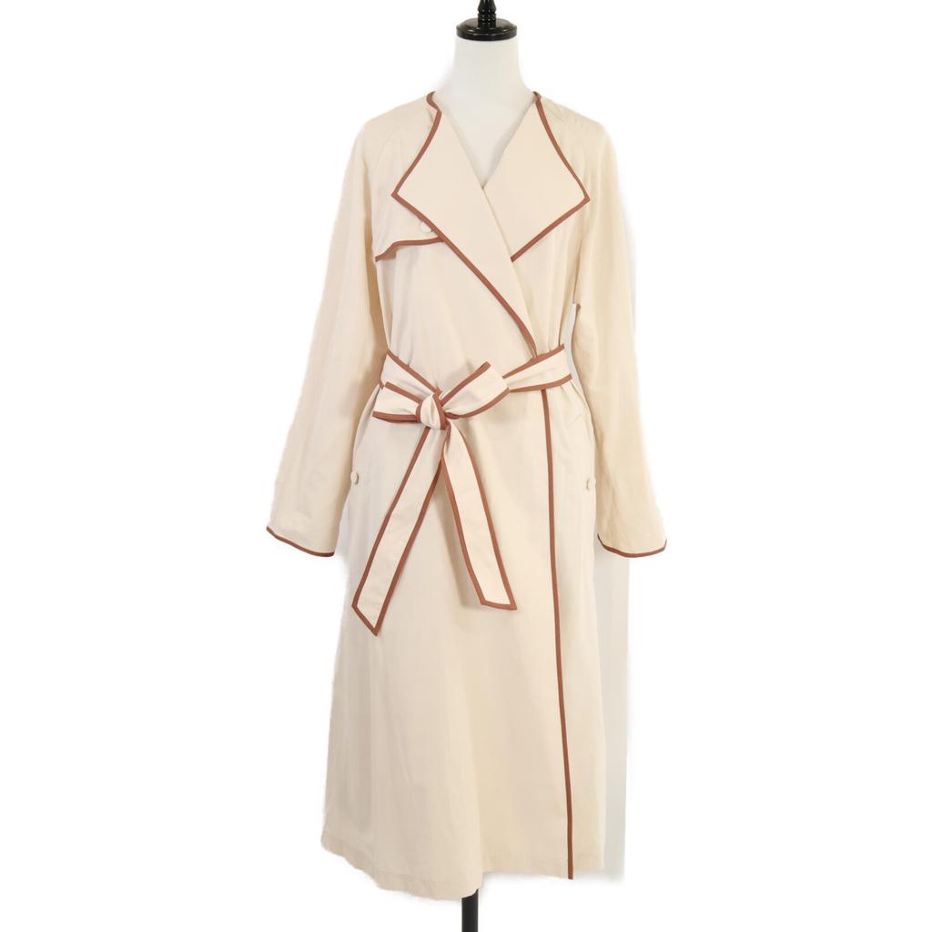 ESTNATION Cotton linen piping long coat coat 36 IvoryUsed