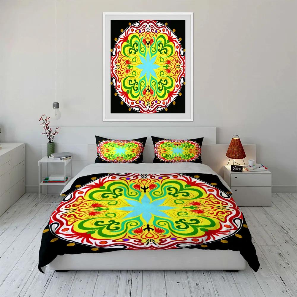 Colorful Mandala Three-Piece Set Decor Soft Comfortable Duvet Cover Bedding Set Included 1*Duvet Cover & 2*Pillowcases Gift