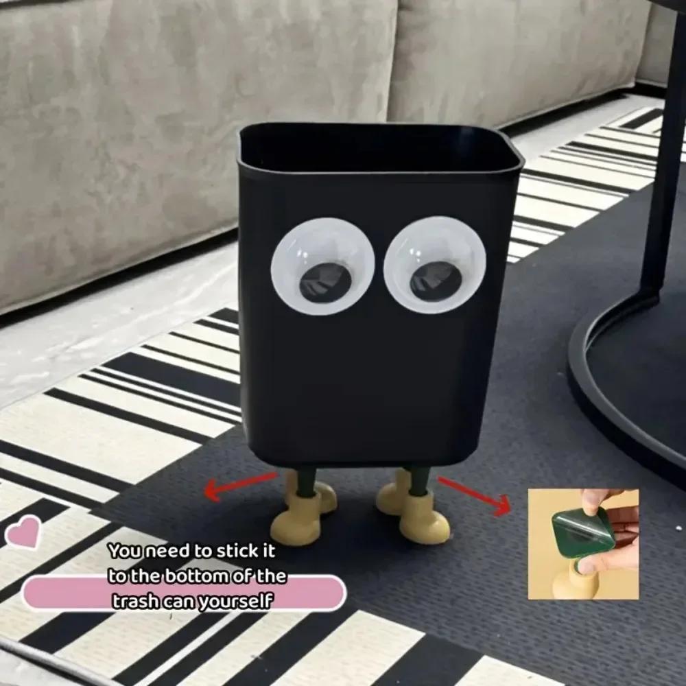 Whimsical Footed Trash Bin with Oversized Eyes - Perfect for Home, Office, or Kitchen!