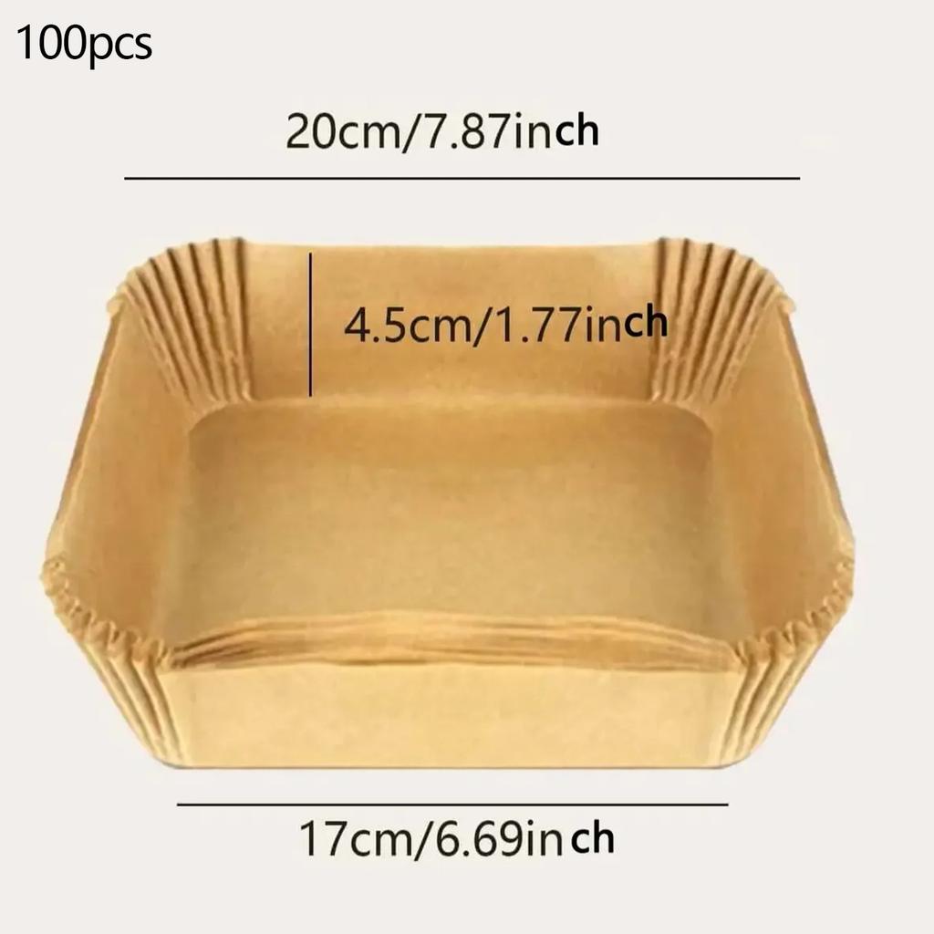 50/100/200pcs- Non stick air fryer with square circular paper lining for baking, baking, and microwave cooking