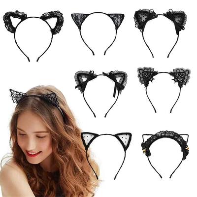 Erwachsene Teenager Spitze Niedlich Cosplay Kopfschmuck Haaraccessoires Kostüm Haarband Katzenohren Haarband