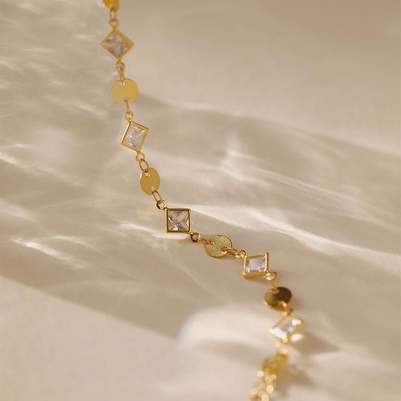 Geometric Rhombus Chain Bracelet Small Round Piece Fashion Jewelry For Women
