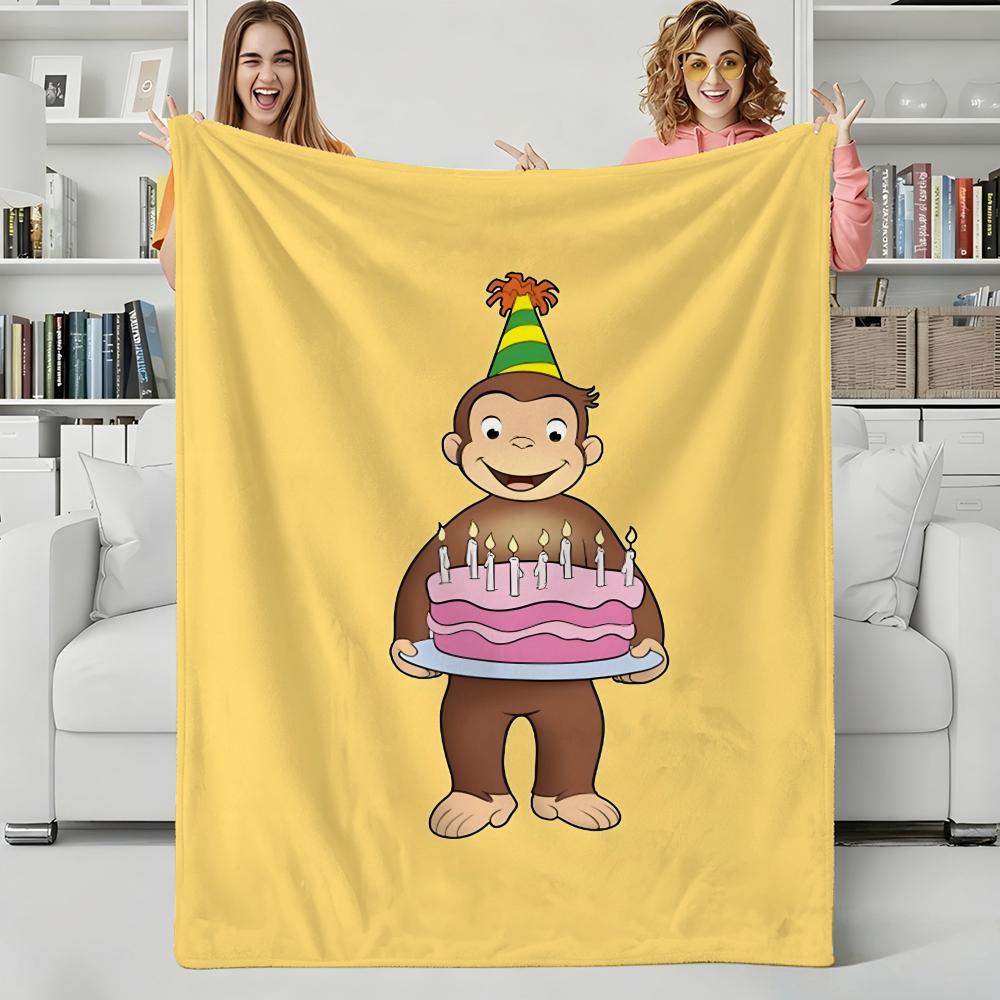 Cartoon C-Curious George Throw Flannel Blanket Perfect for Sofa Office Bed Travel Sleep Read Relax Camping four season use