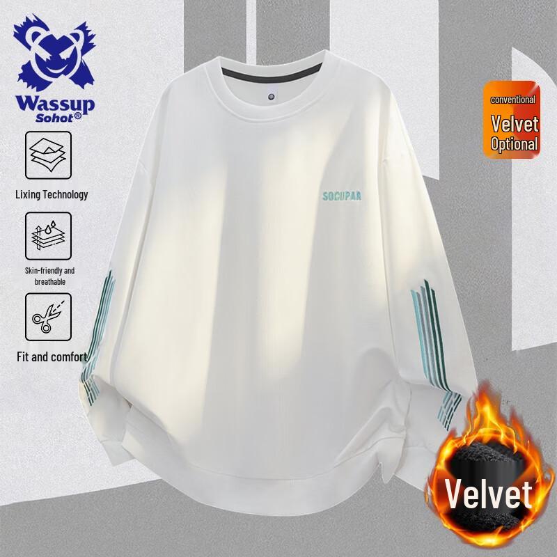 Wassup Sohot Men's Round Neck Pullover Sweatshirt