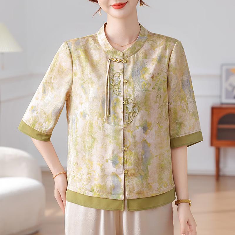 Datang Furen New Chinese Style Summer Blouse for Middle-Aged Women