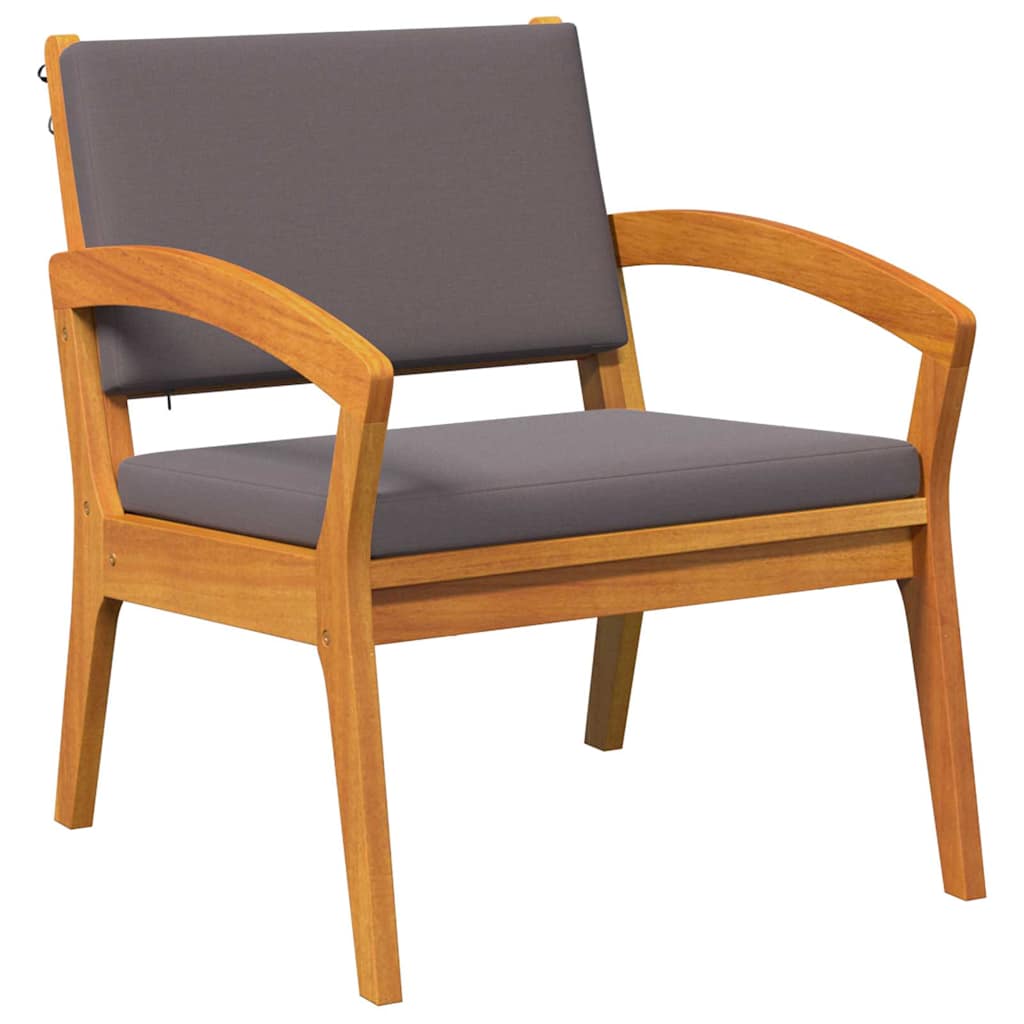 Garden Chair with Cushion 2 Pcs Oil Natural Solid Acacia Wood