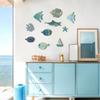 Handcrafted Wooden Fish School Wall Art Hanging Sculpture Ornaments Set For Coastal Nursery Decors Beach Theme Design